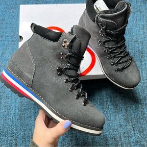 Blondo Regan Waterproof Suede Combat Boots in Dark Grey